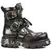 New Rock 407-S1 Silver Cross Boots Black Leather Gothic Punk Biker Shoes Ankle Boots