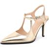 EDEFS Scarpe col Tacco Eleganti Donna in Pelle Verniciata Tacco 9 cm con Punta a Riga Cavigliera e Decorazioni a Perline per Ufficio Matrimonio e Feste