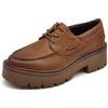 IF Scarpe Donna Platform Stringate Stile Barca, Mocassini Chunky con Suola Carrarmato, Casual Eleganti GA061 Camel N.37
