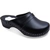 Futuro Fashion® - Zoccoli in Pelle con Suola in Legno Naturale - Unisex - Tinta Unita - Misure dal 36 al 46 - Nero - 39 EU