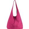 Modarno Borsa a tracolla da donna in pelle scamosciata pochette, borsa a tracolla, shopper, da donna, in vera pelle (Fucsia)