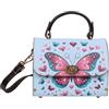 VIVESMAR Borsa a tracolla da donna naturale in legno e pelle vegana stampata colorata media