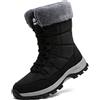 Topwolve Stivali da Neve Uomo Invernali Foderato Pelliccia Caldo Stivaletti All'aperto Impermeabile Antiscivolo Doposci,Nero/Grigio,45 EU