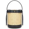 PELLETTERIA MARANT VIENNA Small Secchiello in Pelle e Paglia con tracolla (Nero)