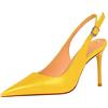 JOEupin Sandali per donna, tacco a spillo scarpe a punta scarpe slip on sandalo scarpe con cinturino per abito, Giallo, 37.5 EU