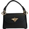 Modarno mini borsa in Vera pelle dollaro con chiusura a moschettone a forma di ape, borchie laterali, catena metallica rimovibile, manico in pelle (Nero)