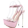FhiHUEpr Sandali da Donna con Plateau a Punta Aperta con Tacchi a Spillo Ultra Alti da 17 cm - Scarpe da Festa Sexy Scintillanti per Matrimonio, Serata in Discoteca, Festa Serale