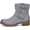 IF Fashion Stivali Stivaletti Biker Motociclista da Donna Traforato Con Fibbie Primaverili Estivi Pelle Sintetica Effetto Jeans GR-6656 LT-blu N.38