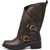 IF Fashion Scarpe da Donna Stivali Stivaletti Biker Fibbie Anfibi Polpaccio Largo YY-58 brown N.39