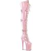 denova's Stivali da donna in vernice da 20,1 cm, tacco molto alto, con lacci, plateau, pole dance, sopra il ginocchio, con cerniera