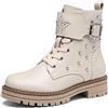 DREAM PAIRS Kids Ragazze Moda Stivali Bambine Caldo Inverno Stivaletti Stringati per Bambina,Size 31,Beige/Pu,SDBO2231K-E