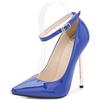 Generic Blu,42 EU,Scarpe da Sera da Donna con Tacco a Spillo da 13 cm/5,1 Pollici, Punta Chiusa, Cinturino alla Caviglia in Pelle Verniciata, Tacco Alto