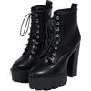 TNMIUH Stivali da Donna con Plateau, Tacco Blocco Alto 11,5 cm, Sexy Eleganti Lacci Tronchetti, Disponibile in Nero e Marrone,Nero,36 EU