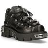 New Rock Stivaletti 110-S1 in Pelle Nera con Spilli 8