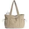 ECOHUB Borsa Tote Donna Velluto a Coste con Scomparto per Laptop da 15,6 | Tasca Elastica per Tumbler, Multitasche Organizzate, Grande Capacità, Riciclata, per Lavoro, Viaggio, Shopping, 21L