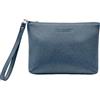 CLASSE77 Pochette a Mano in vera Pelle morbida - Borsetta Piccola Clutch con Laccetto da Polso, per Uomo o Donna, pratica ed elegante - Produzione artigianale - Made in Italy (Blu Avio)
