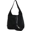 Modarno Borsa a tracolla da donna in pelle scamosciata pochette, borsa a tracolla, shopper, da donna, in vera pelle (Nero)