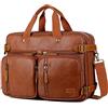 Baosha Borsa da uomo in pelle PU, zaino ibrido da 17 pollici, borsa messenger bag business, borsa a tracolla multiuso da lavoro, borsa a tracolla per uomo HB-22, marrone