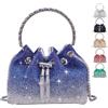 TOPALL Pochette Elegante, Borsa Secchiello con Brillantini e Strass, Clutch Donna da Sera Piccola per Glitter/Matrimonio/Festa/Bar/Modo (B-Blu)
