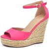 IF Scarpe Sandali Espadrillas da Donna con Platform Zeppa Corda Cinturino Fibbia Y500 fuxia N.41