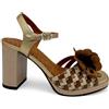 Chie Mihara - Sandali Donna eleganti in pelle con tacco largo 8,5 cm. Applicazione floreale 3D. Scarpe per ceremony & evening. (Sistema Taglie Calzature EU, Adulto, Donna, Numero, Media, 38)
