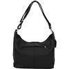 AMBRA Moda GL005 - Borsa con tracolla, borsa a mano in pelle, borsa a spalla, hobo bag da donna (nero)