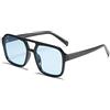 HPIRME Occhiali da sole beige Occhiali da sole vintage da donna con montatura grande sfumata Occhiali da sole quadrati, nero blu, taglia unica