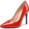 Golden Beads Scarpe décolleté da donna, con tacco alto a spillo, per feste, club, lavoro e appuntamenti, taglie da 36 a 46, Rosso (Brevetto rosso), 36 EU