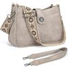 APHISON Borsa a tracolla da donna, media grandezza, borsa a tracolla con tracolla larga, borsa a tracolla in pelle vegana, 2 tracolla, tasca per carte di credito, 01-grigio, 12.79x4.1x9.44 inch