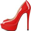 EDEFS Scarpe con Plateau Donna,Classico High Heels Scarpe,Peep Toe Sandali,Rosso - EU36