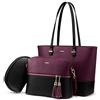 LOVEVOOK Borsa Donna Borse a Mano Donna Borse a tracolla Borse Tote elegante Pelle sintetica Borsa 3 pezzi Set Viola Nero