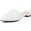 CRETUAO Sabot Piatti con Cinturino con Paillettes da Donna, comode Scarpe Mary Jane a Punta, Sandali Eleganti da Ufficio per Feste di Matrimonio,Bianca,41 EU