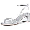 DREAM PAIRS Sandalo da donna con tacco a blocco grosso | Sandali con tacco asimmetrico e fibbia alla caviglia, 6 cm, punta quadrata, per feste di nozze
