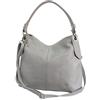 AMBRA Moda Borsa da donna di vera pelle, borsa a spella GL012 (grigio)