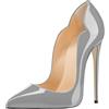 elashe- Scarpe Decolte Donna - 12CM Scarpe col Tacco Pointed Toe - Classiche Scarpe col Tacco Grigio EU39
