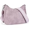 APHISON Piccola borsa a tracolla per donne e ragazze, borse a tracolla da donna in pelle vegana con 3 scomparti con cerniera, borsa a tracolla con tracolla larga regolabile, A6-viola-8614, Small