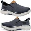 POFH Scarpe Pianta Larga Uomo Senza Lacci Casual Mocassini Ortopedici con Strap Sneakers(Blue,46 EU)