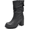 IF FASHION Stivaletti Strivali Tronchetti Aricciati Con Tacco Grosso Plateau Pelle Sintetica Da Donna G675 nero N.36