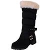 Generisch Stivali invernali da donna imbottiti, eleganti stivali da neve, con tacco chunky antiscivolo, per donne e donne, comodi e caldi, con fibbia