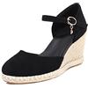 Lroey Reoly Espadrille con Tacco Alto Donna, Sandali Punta Rotonda Eleganti Zeppa Scarpe da Sera con Plateau Fibbia con Cinturino Alla Caviglia 168 Nero Numero 34 EU