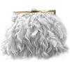 MOISTRI Donne Piuma Borse da sera e Frizioni Squisito Tassello Perla Tote Borse per Matrimonio Banchetto Festa (7.87*1.97*5.91(20CM*5CM*15CM), Pearl(Grigio))