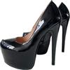 Frankie Hsu Décolleté sexy con tacco alto e plateau, scarpe da donna con tacco alto in vernice nera, alla moda, grandi dimensioni, alla moda, taglie dalla 38 alla 46, nero, 37.5 EU