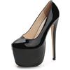 YGJKLIS Decolleté sexy da donna, 18 cm, con tacco alto, 8 cm, tinta unita, con tacco alto, in pelle, Nero , 39 EU