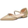 Generic Ballerine Donna retrò in Pelle Borchiate Punta A Punta Cinturino alla Caviglia con Fibbia Tacco Basso Largo Comode Slip-On Scarpe Eleganti Festa Ufficio