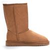 Infinity Leather Stivali da Donna in Pelle di Pecora Scamosciata Color Castagna a Metà Polpaccio - Stivaletti Invernali Slip On Foderati in Pelliccia Suola Antiscivolo Calda Per Esterni Calzature