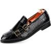 Generic Mocassini da uomo in pelle con motivo a coccodrillo, senza lacci, da uomo, Nero , 42 1/3 EU