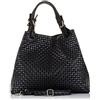 FIRENZE ARTEGIANI Borsa da donna in vera pelle incisa a serpente con tracolla e tracolla Borsa Tote Donna Made in Italy Vera Pelle Italiana 36x29x18 cm, Nero, 33x29x17 cm
