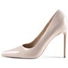 GENSHUO Scarpe Decolte Donna con Tacco a Spillo da 10 cm,Sexy Alto Tacco a Punta per Feste,Balli di Fine Anno,Matrimonio con Tacco a Spillo,Beige,Taglia 40 EU