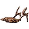 PAXAS Scarpe da donna estate nuovi sandali da donna a spillo punta tacco medio vuoto Baotou sexy nightclub leopardo stampa tacchi alti
