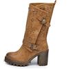 IF FASHION Stivaletti Tronchetti Da Donna Con Tacco Grosso Plateau Borchie Pelle Sintetica G669 camel N.39